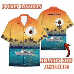 HMS Hecla (A133)_Sunset Hawaiian Shirt