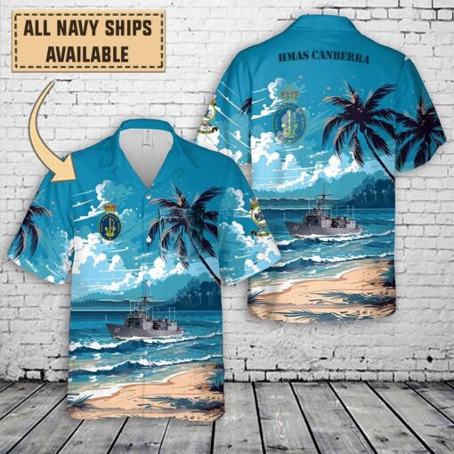 hmas canberra ffg 02art print pocket hawaiian shirt fq9ys