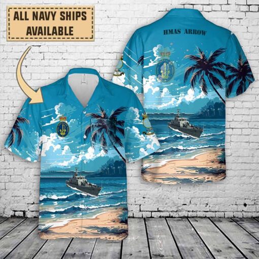 hmasarrowart print pocket hawaiian shirt wjspz