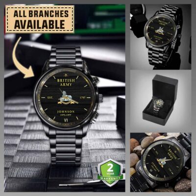 the royal lincolnshire regimentuk branches black wrist watch 6ayes