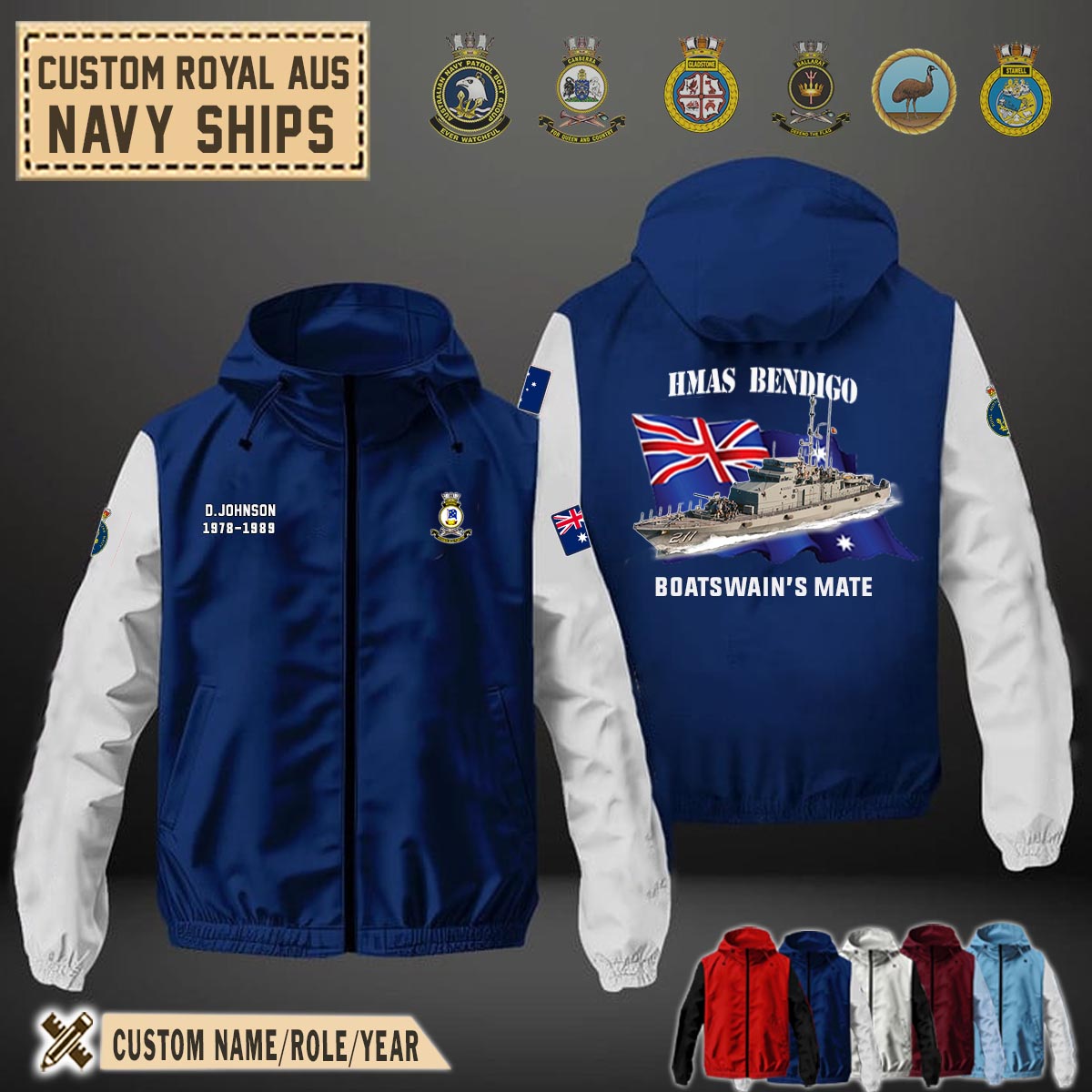 HMAS Bendigo_Flag Windbreaker Jackets