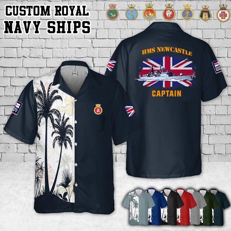 HMS Newcastle (D87)_Flag Pocket Hawaiian Shirt
