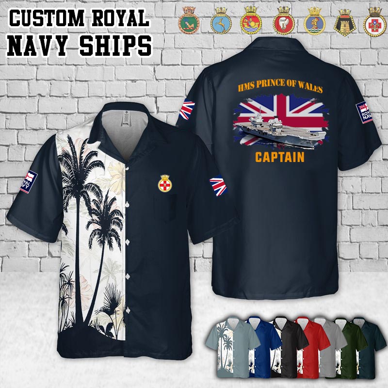 HMS Prince of Wales (R09)_Flag Pocket Hawaiian Shirt