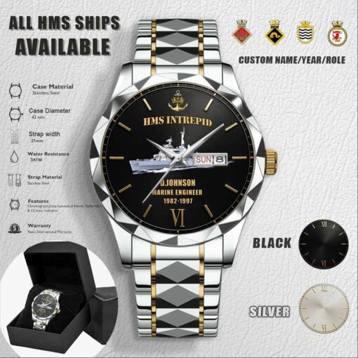 Custom HMS Ships Stainless Steel Watch 1