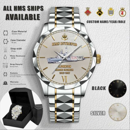 Custom HMS Ships Stainless Steel Watch