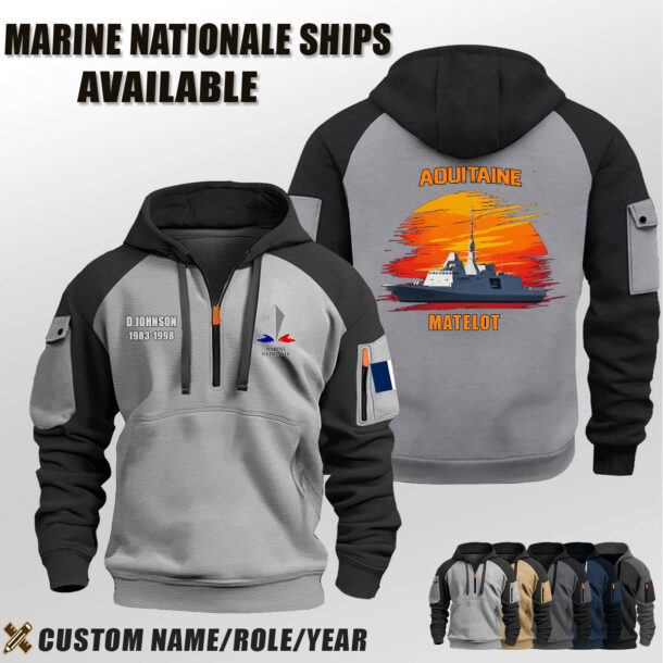 Custom FR Naval Ship Half Zip Hoodie 1 1