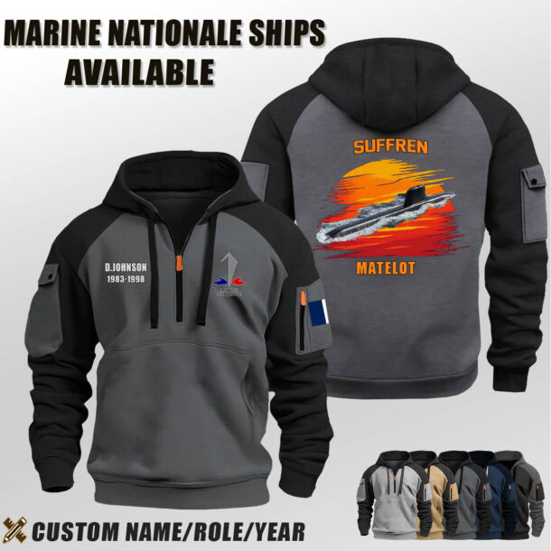 Custom FR Naval Ship Half Zip Hoodie 3