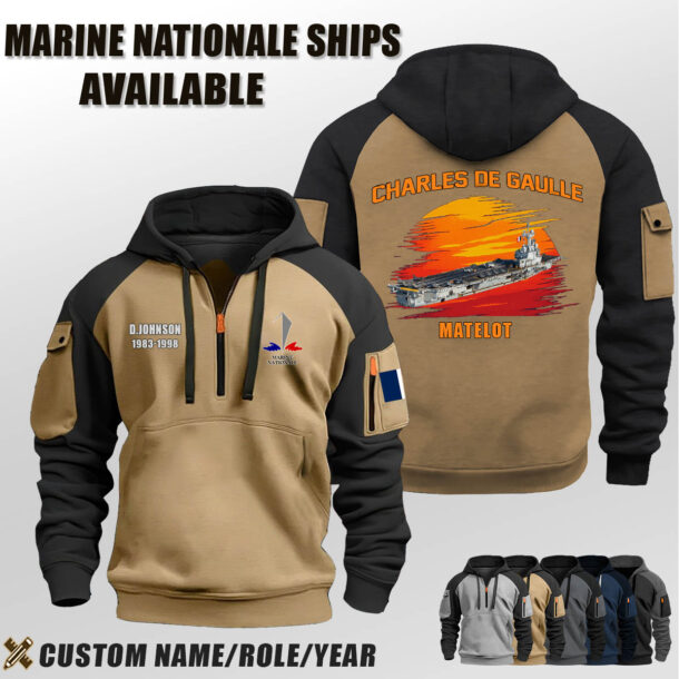 Custom FR Naval Ship Half Zip Hoodie 9