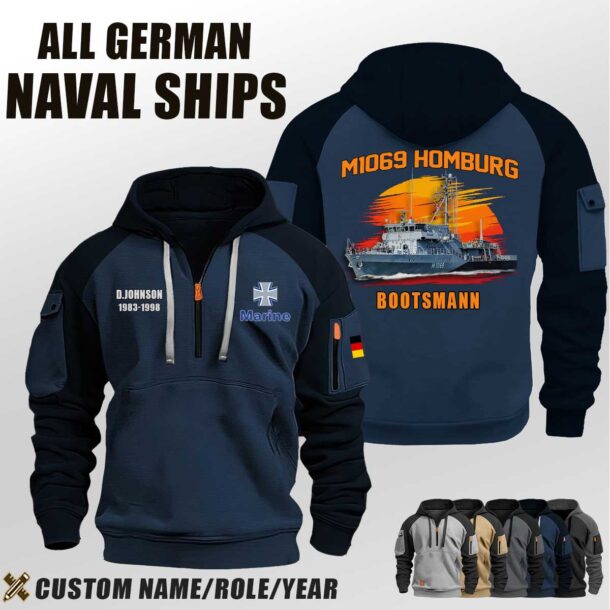 Custom German Naval Ships Halfzip Hoodie 1