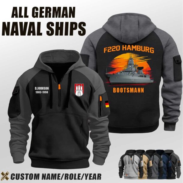 Custom German Naval Ships Halfzip Hoodie 6