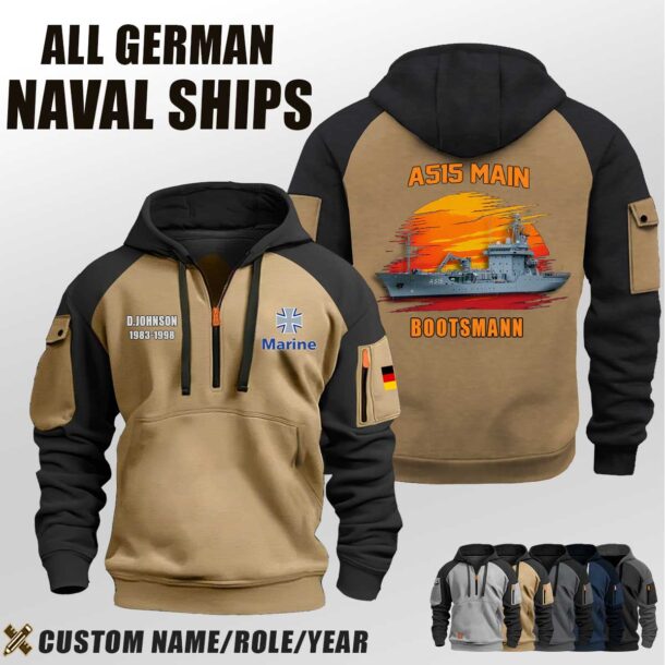Custom German Naval Ships Halfzip Hoodie 8