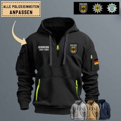 Custom German Police Quarter Zip Hoodie