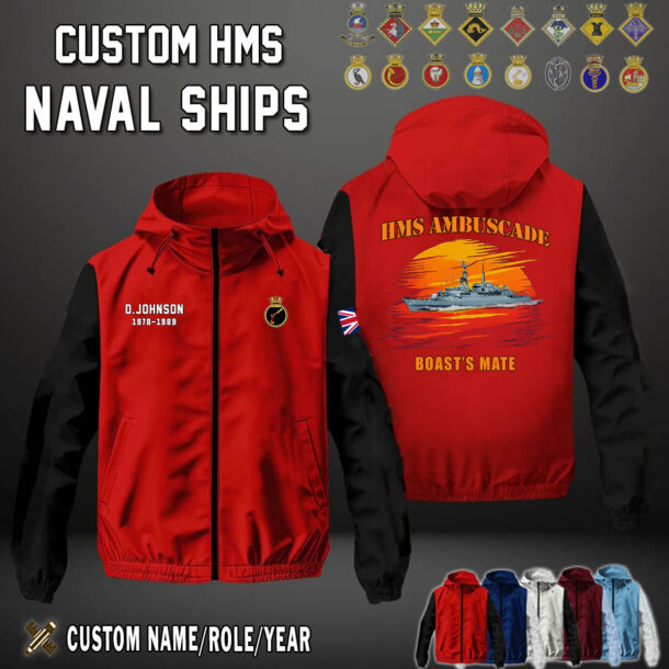 Custom US Naval Ships Flag Windbreaker Jackets 3