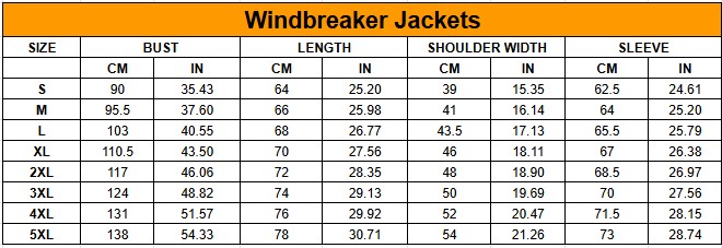 Web Size Windbreaker Jackets