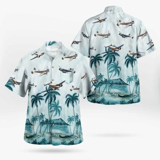 Beechcraft 18 Twin Beech C45 Pocket Hawaiian Shirt Ya3b5