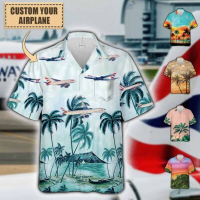 British Airways Personalized Airplane Pocket Hawaiian Shirt K538u