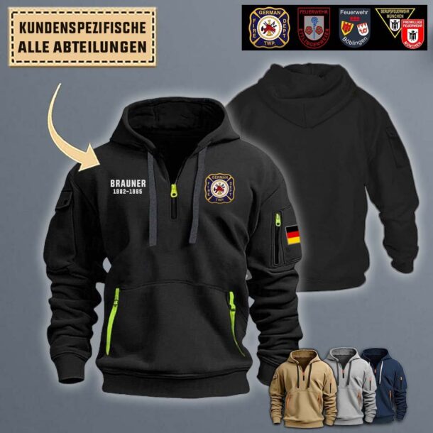 Custom German Firefighterquarter Zip Hoodie 1si07