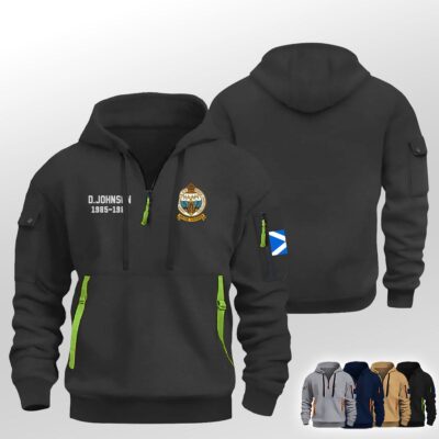 Custom Naafi Scottish Saltire Flag Premium Quarter Zip Hoodie Nl7mj