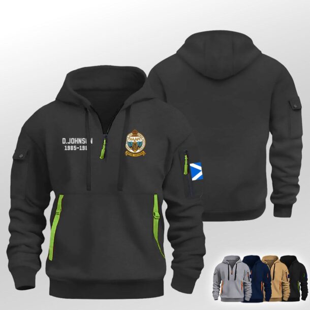 Custom Naafi Scottish Saltire Flag Premium Quarter Zip Hoodie Nl7mj