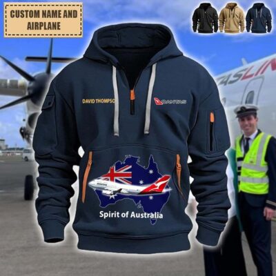 Custom Qantas Airways Quarter Zip Hoodie 9ff3d