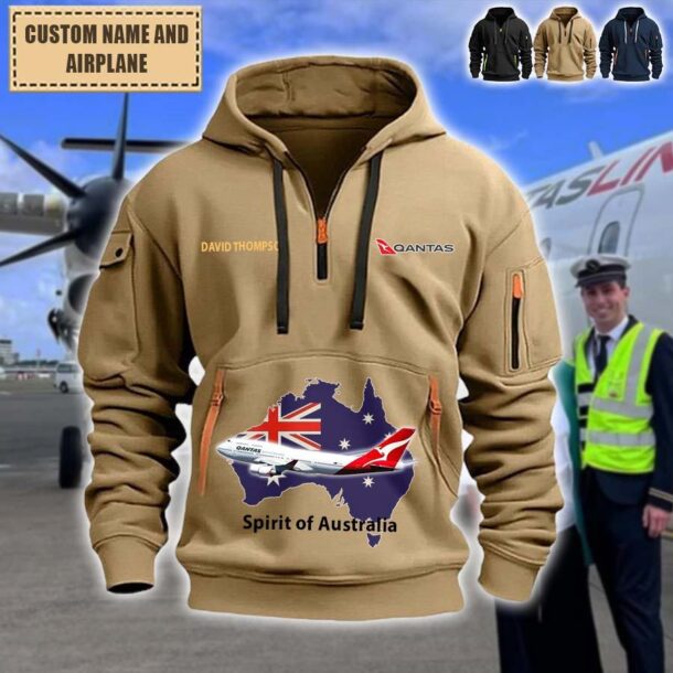 Custom Qantas Airways Quarter Zip Hoodie Lnuo9