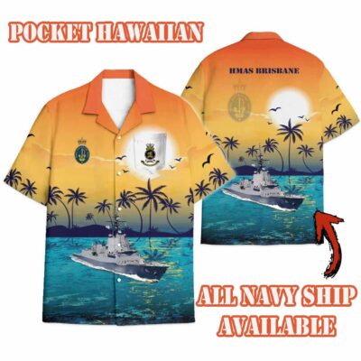 Hmas Brisbane Ddg 41sunset Hawaiian Shirt Upixh