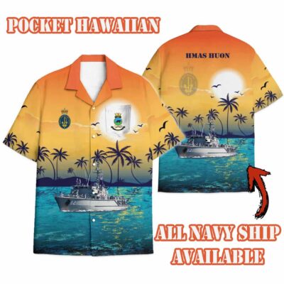 Hmas Huon M 82sunset Hawaiian Shirt Vc7nc