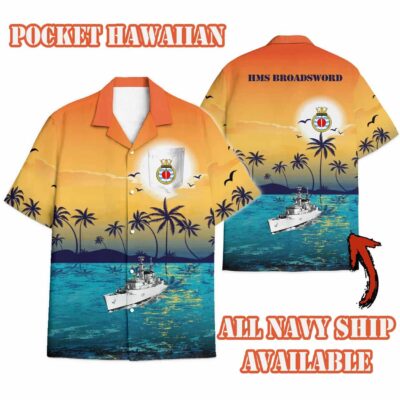 Hms Broadsword F88sunset Hawaiian Shirt Dawv3