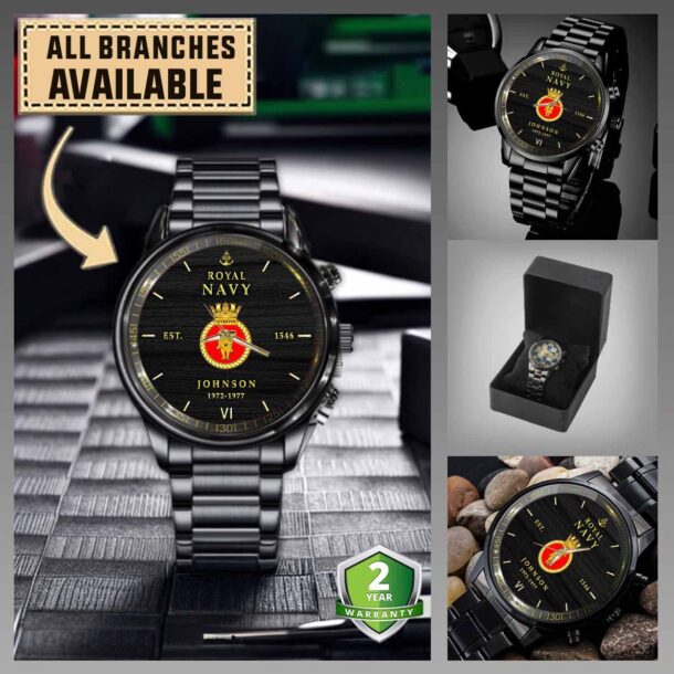 Hms Intrepid L11uk Branches Black Wrist Watch W88e9