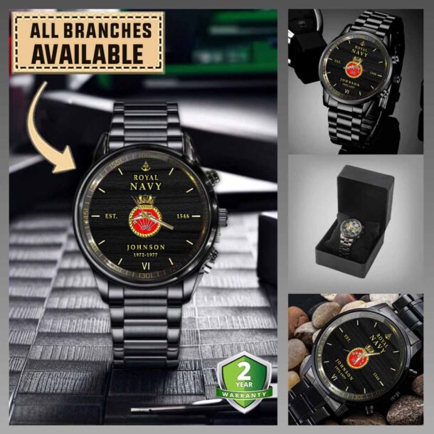 Hms Loch Fada K390uk Branches Black Wrist Watch Ue37a