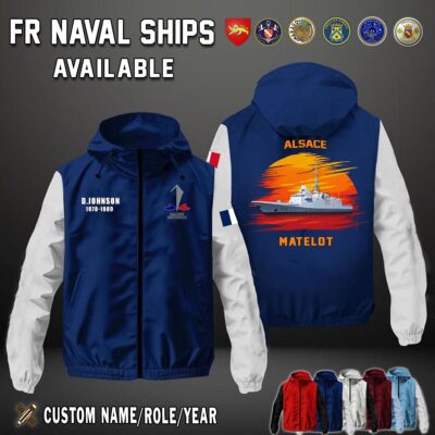 Custom FR Naval Ships Sunset Windbreaker Jackets 1