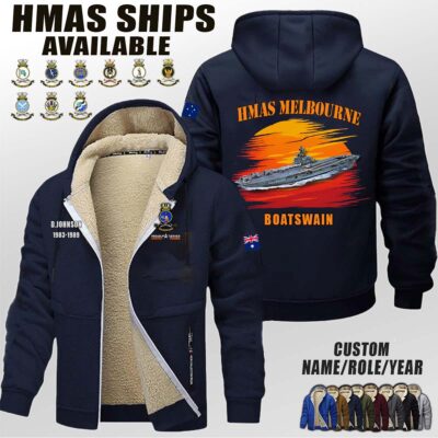 Custom HMAS Ships Sunset Fleece Zip Hoodie 3 1
