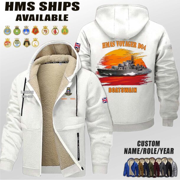 Custom HMS Ships Sunset Fleece Zip Hoodie 3