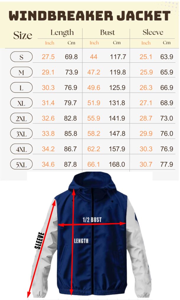 Sizechart Windbreaker 1