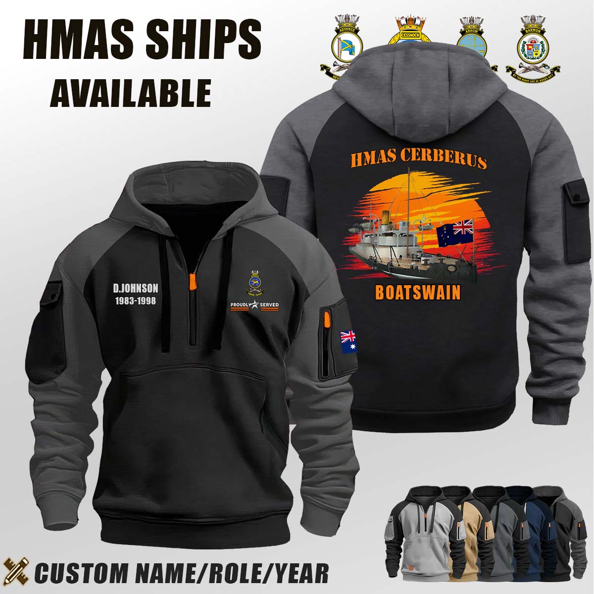 HMAS Cerberus_Sunset Halfzip Hoodie