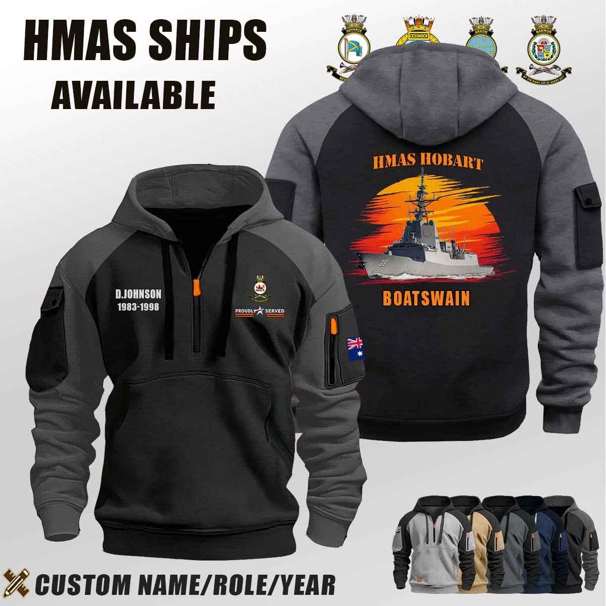 HMAS Hobart (DDG 39)_Sunset Halfzip Hoodie