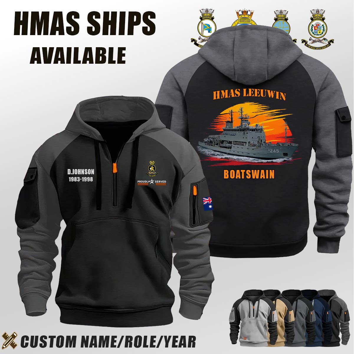 HMAS Leeuwin (A 245)_Sunset Halfzip Hoodie