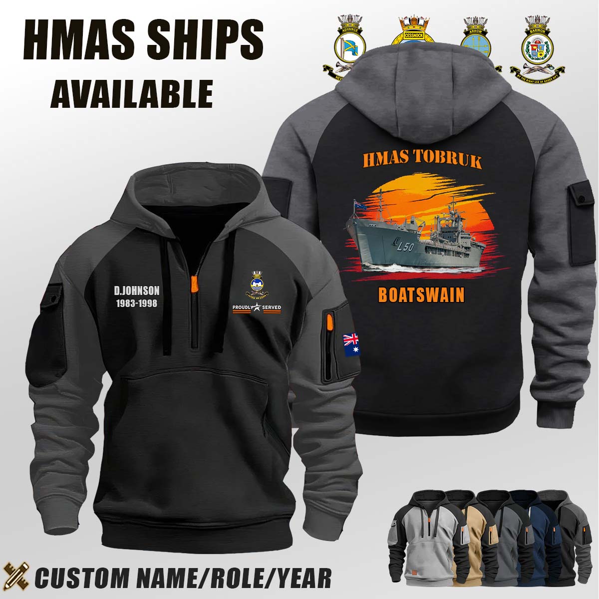 HMAS Tobruk (L 50)_Sunset Halfzip Hoodie