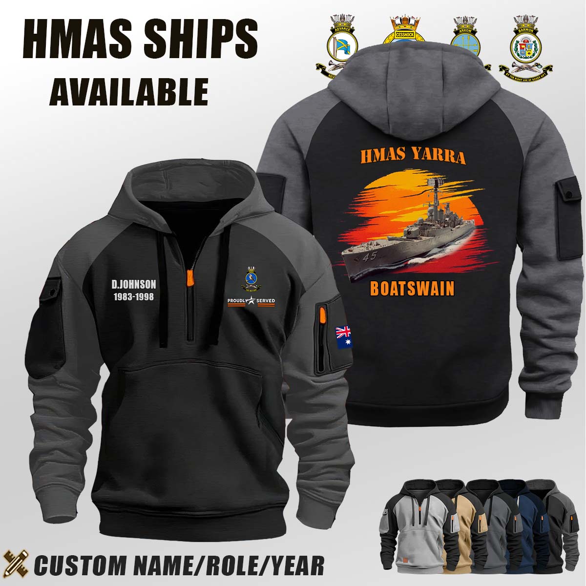 HMAS Yarra (DE 45)_Sunset Halfzip Hoodie