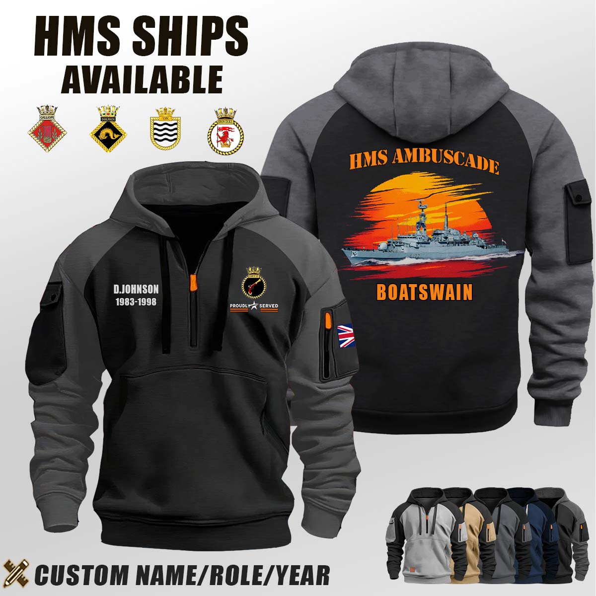 HMS Ambuscade (F172)_Sunset Halfzip Hoodie