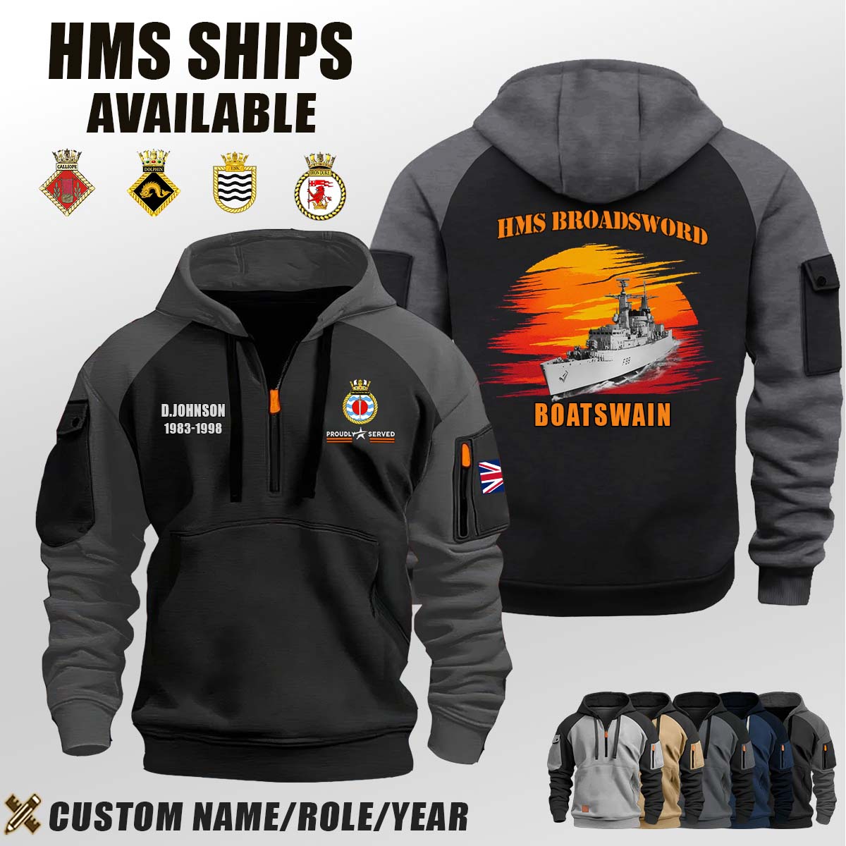 HMS Broadsword (F88)_Sunset Halfzip Hoodie