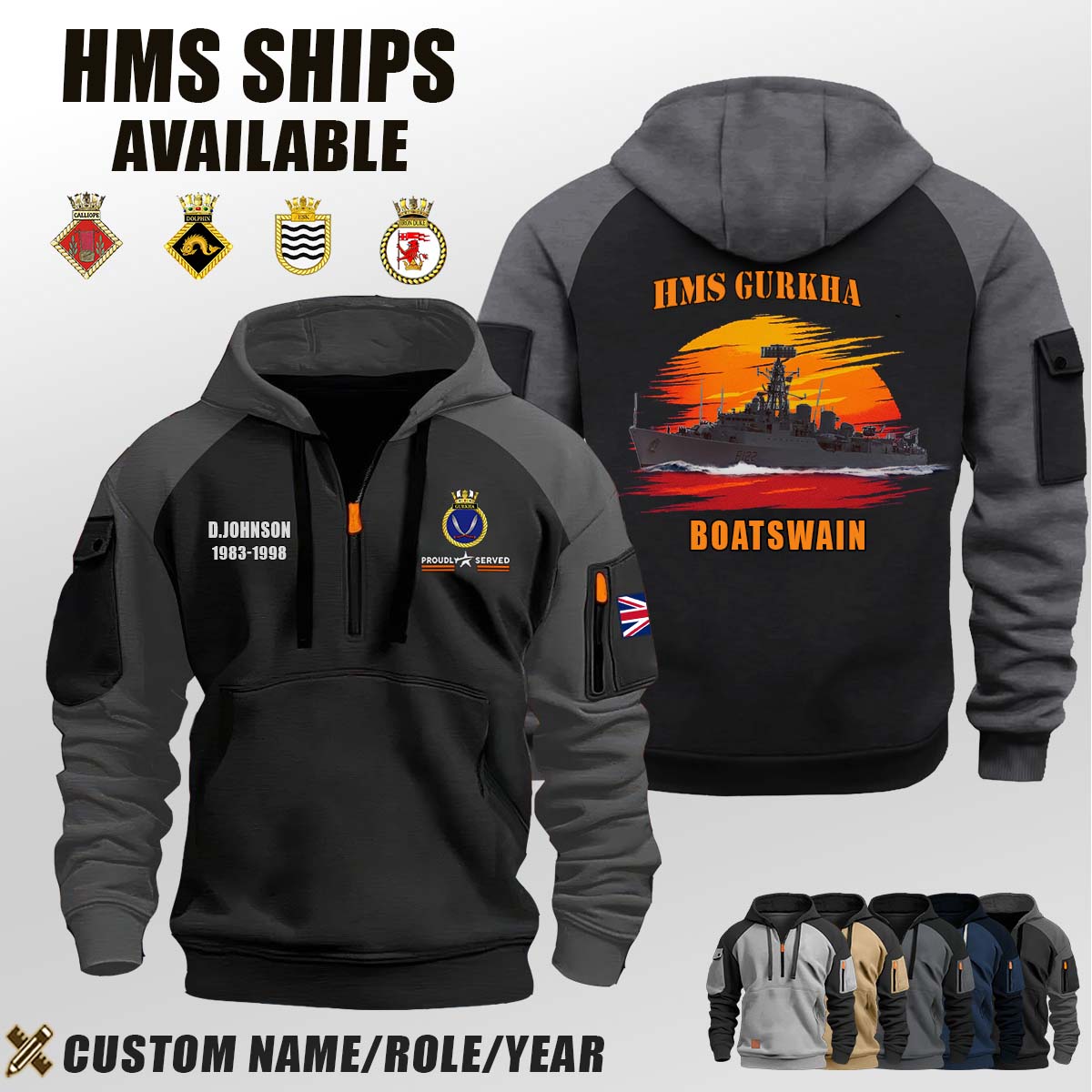 HMS Gurkha (F122)_Sunset Halfzip Hoodie