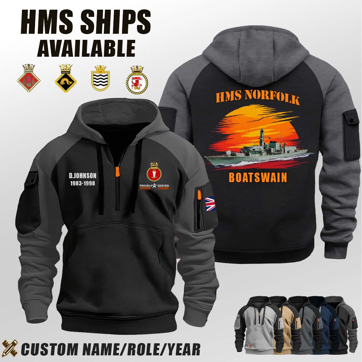HMS Norfolk (F230)_Sunset Halfzip Hoodie