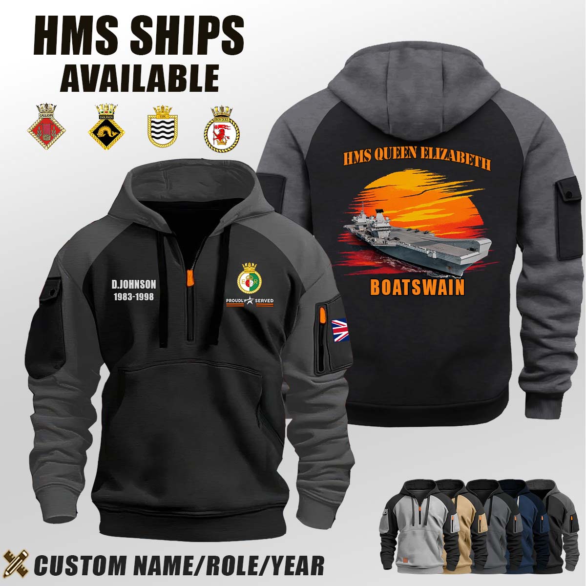 HMS Queen Elizabeth (R08)_Sunset Halfzip Hoodie