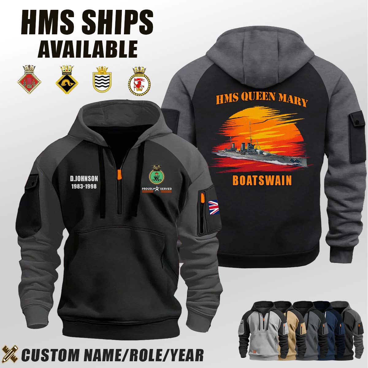 HMS Queen Mary_Sunset Halfzip Hoodie